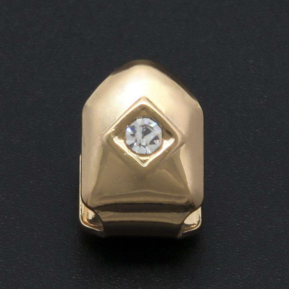 [Single Tooth] Gold Diamond Grill Rhino Grillz