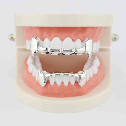 Top Silver Plated Half Fang Grillz