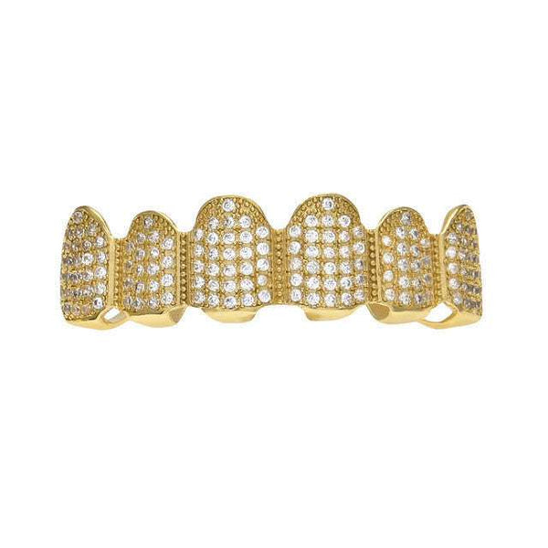 [Upper] Luxury Gold Iced Out Diamond Grillz