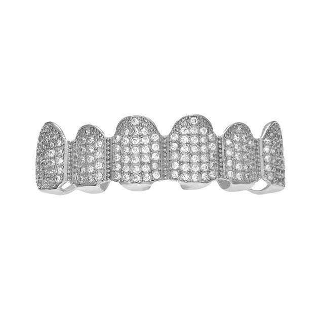 Diamond Grillz Top Row Silver Rhino Grillz